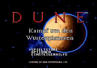 Dune - Kampf um den Wustenplaneten (Germany) Title Screen